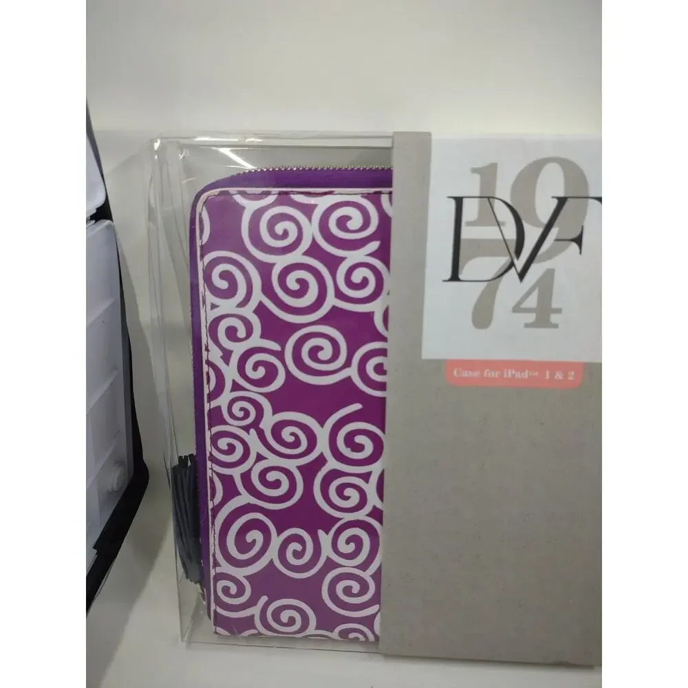Diane von Furstenberg DVF Purple And White Swirl iPad 1 & 2 Zippered Soft Case